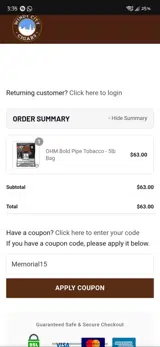 Windy City Cigars coupon verification screenshot