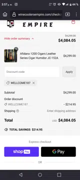 WELLCOME187 coupon verification screenshot