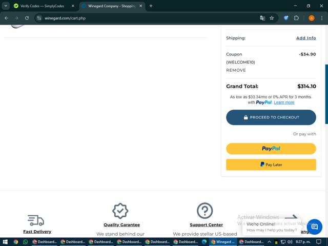 Winegard checkout page showing Winegard promo code box | Screenshot taken by SimplyCodes community member on Jun 6, 2025