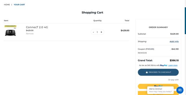 Winegard checkout page showing Winegard promo code box | Screenshot taken by SimplyCodes community member on Aug 7, 2025