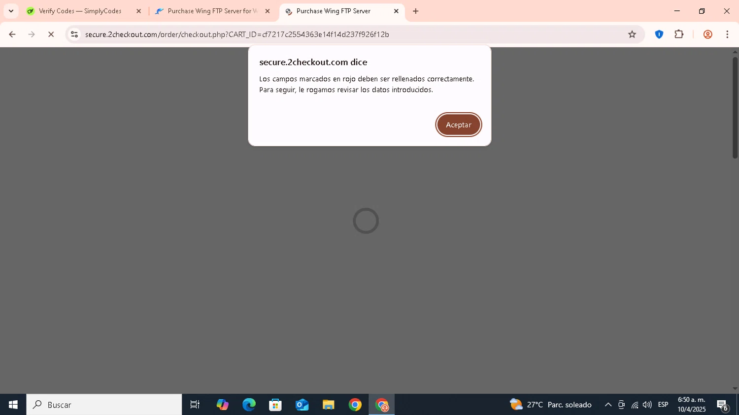 Wing FTP Server promo code screenshot showing code GURU10 applied at Wing FTP Server checkout page. Uploaded by SimplyCodes community member AHORROSNARANJA on Apr 10, 2025