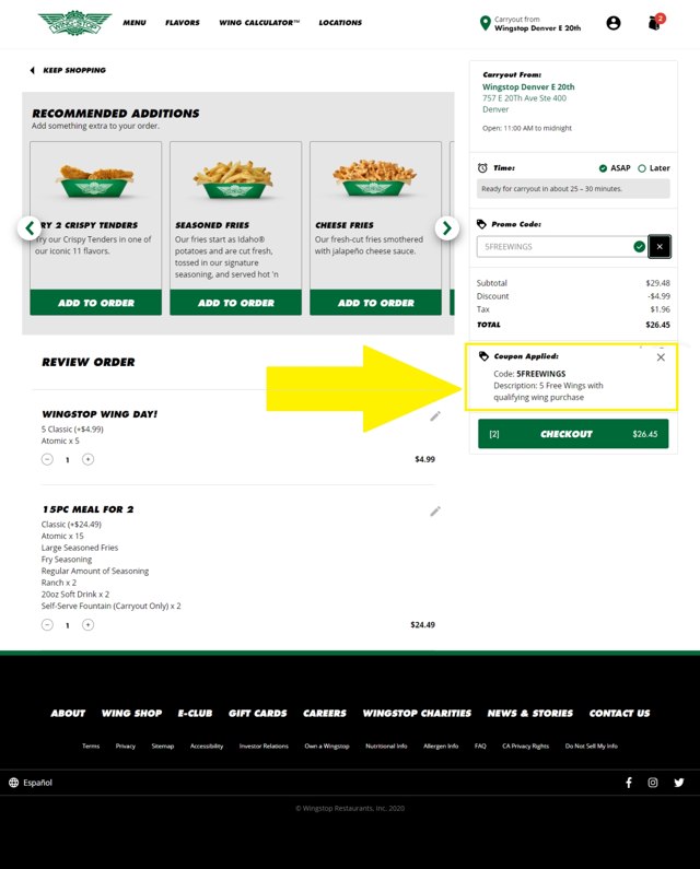 Wingstop Promo Codes - 15% Off | December 2024