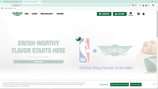 Wingstop checkout page showing Wingstop promo code box | Screenshot taken by SimplyCodes community member on Nov 4, 2024