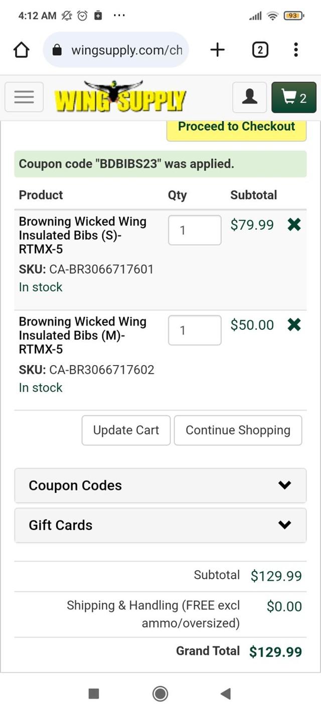 Wing Supply checkout page showing Wing Supply coupon code box | Screenshot taken by SimplyCodes community member on Sep 21, 2023