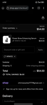 WINK10 coupon verification screenshot