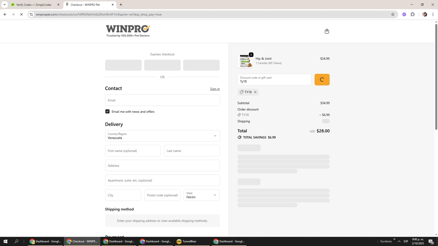 Winpro discount code screenshot showing code Ty18 applied at Winpro checkout page. Uploaded by SimplyCodes community member Levi_Ackerman on Oct 3, 2025
