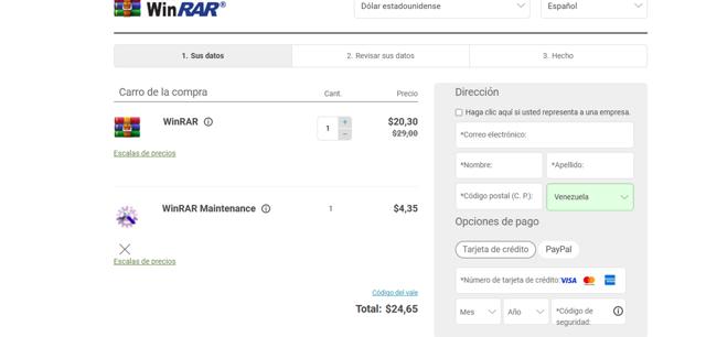 WinRAR checkout page showing WinRAR promo code box | Screenshot taken by SimplyCodes community member on Aug 7, 2025