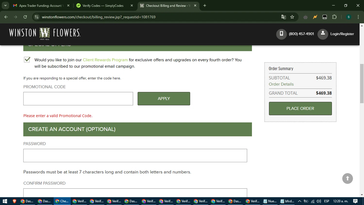 Winston Flowers promo code screenshot showing code LEAP24 applied at Winston Flowers checkout page. Uploaded by SimplyCodes community member ShrewdAce7935 on Mar 5, 2025