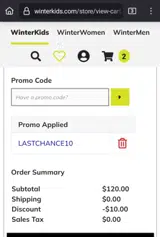 LASTCHANCE10 coupon verification screenshot