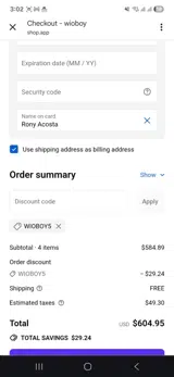 Wioboy5 coupon verification screenshot