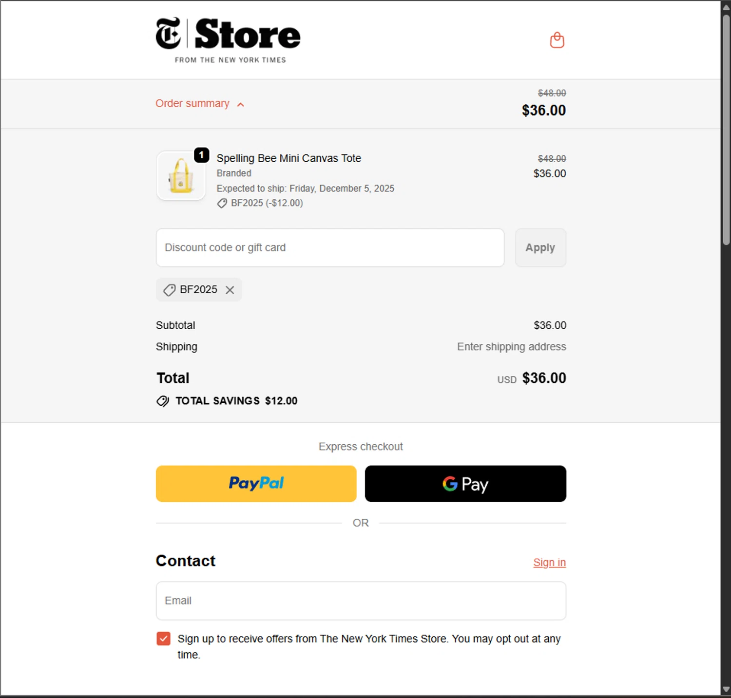 Wirecutter promo code screenshot showing code BF2025 applied at Wirecutter checkout page. Uploaded by SimplyCodes community member PillarsofCreation on Nov 27, 2025