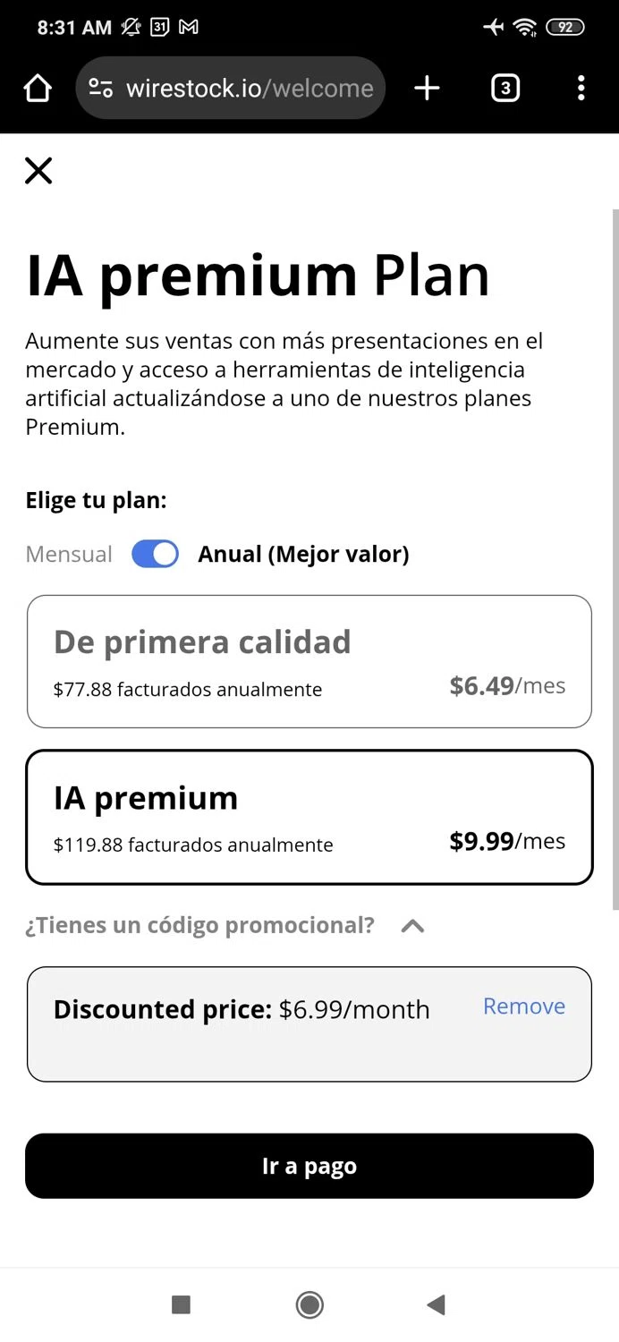 Wirestock checkout page showing Wirestock promo code box | Screenshot taken by SimplyCodes community member on Sep 6, 2025