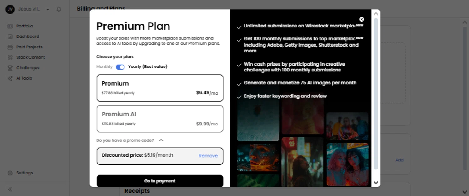 Wirestock promo code screenshot showing code MAKING20 applied at Wirestock checkout page. Uploaded by SimplyCodes community member TraxoGamer on Dec 31, 2025
