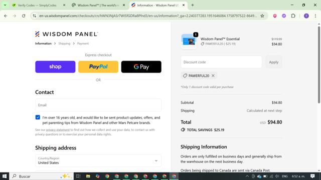Wisdom Panel checkout page showing Wisdom Panel discount code box | Screenshot taken by SimplyCodes community member on Sep 25, 2025