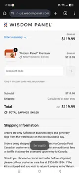 Wisdom Panel coupon verification screenshot