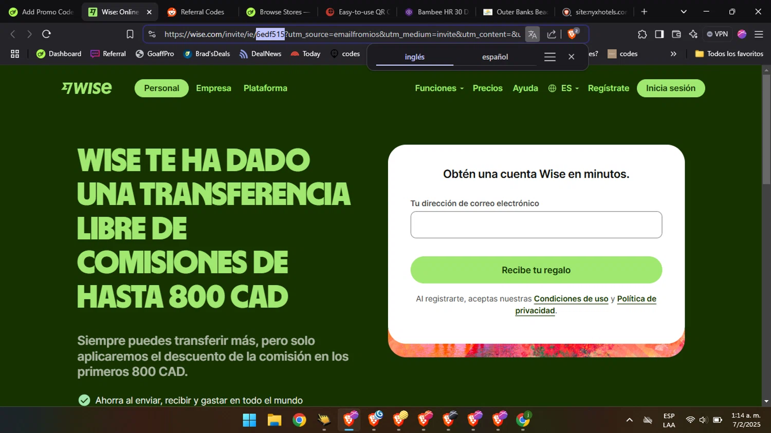 Wise coupon code screenshot showing code 6edf515 applied at Wise checkout page. Uploaded by SimplyCodes community member BabaYaga on Feb 7, 2025