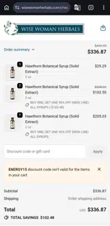 ENERGY15 coupon verification screenshot