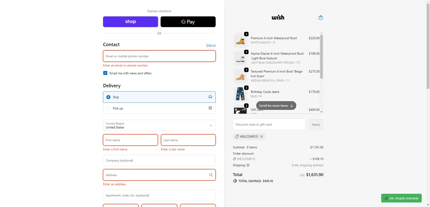 Wish Atlanta checkout page showing Wish Atlanta promo code box | Screenshot taken by SimplyCodes community member on Feb 5, 2026