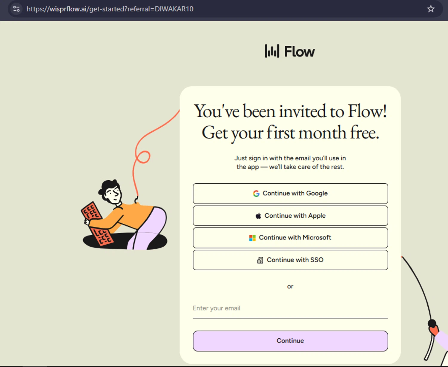 Wispr Flow promo code screenshot showing code DIWAKAR10 applied at Wispr Flow checkout page. Uploaded by SimplyCodes community member renegul on Nov 17, 2025