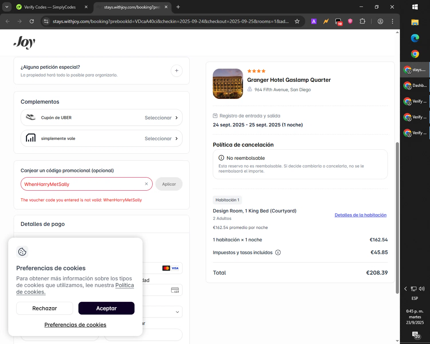 With Joy promo code screenshot showing code WhenHarryMetSally applied at With Joy checkout page. Uploaded by SimplyCodes community member PromoScout8746 on Sep 23, 2025