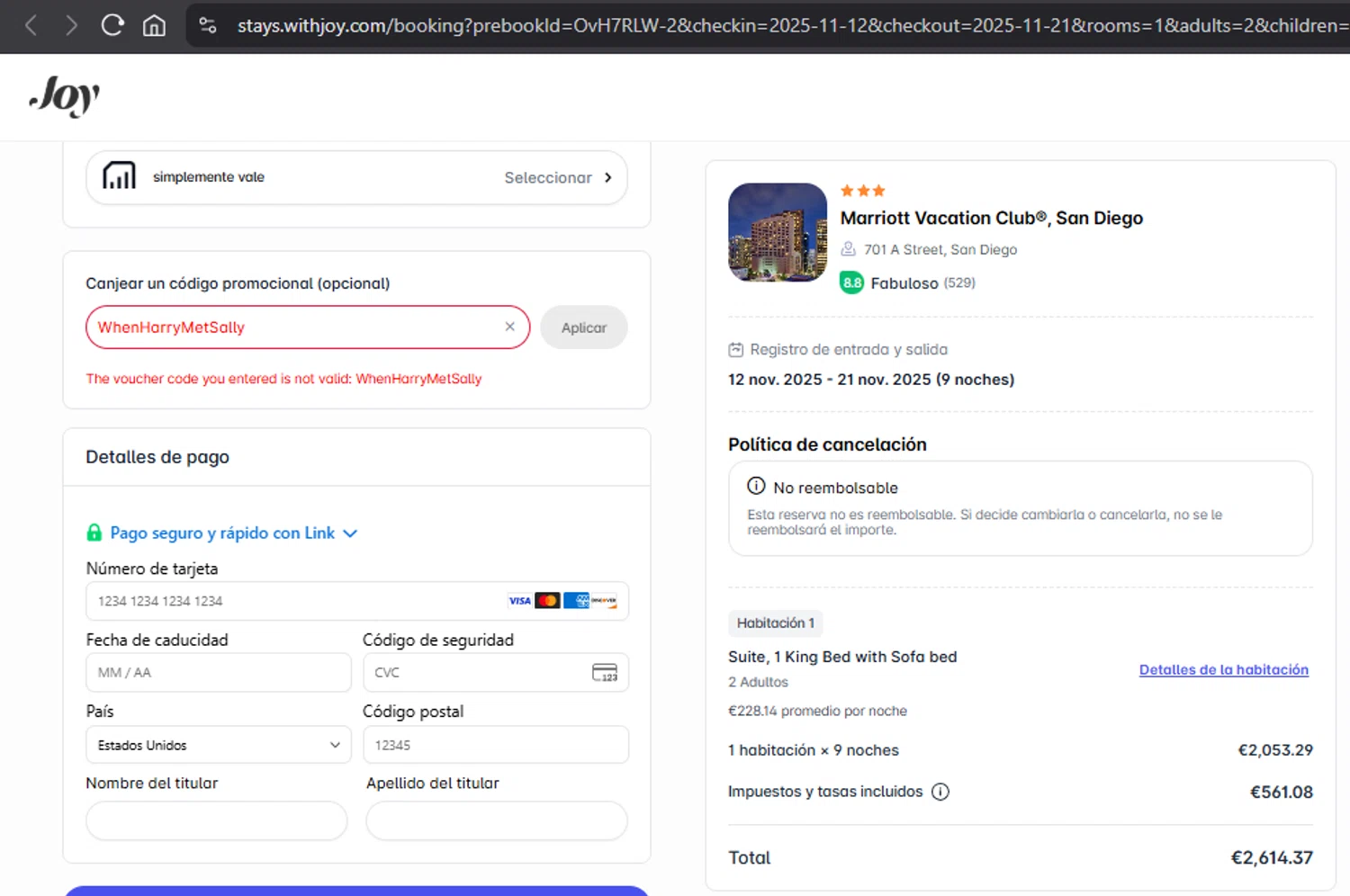 With Joy promo code screenshot showing code WhenHarryMetSally applied at With Joy checkout page. Uploaded by SimplyCodes community member xAngel on Sep 23, 2025