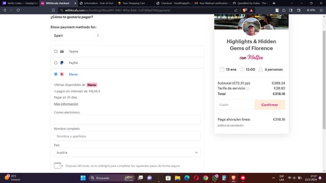 Withlocals checkout page showing Withlocals coupon code box | Screenshot taken by SimplyCodes community member on Jan 12, 2024