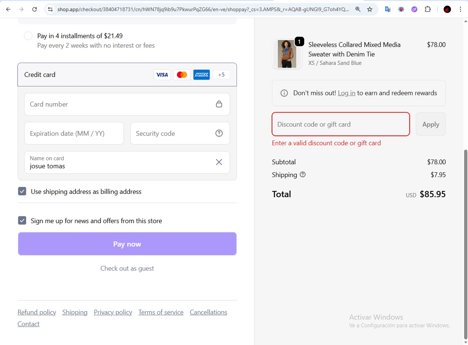 Wit & Wisdom Clothing promo code screenshot showing code WISDOM15 applied at Wit & Wisdom Clothing checkout page. Uploaded by SimplyCodes community member Francisco01 on Jan 2, 2026