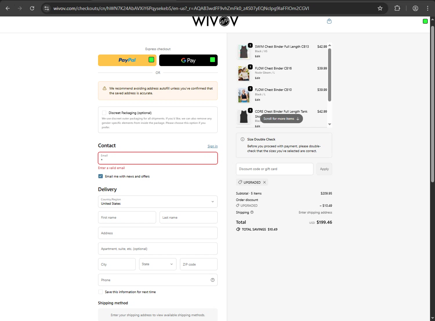 Wivov discount code screenshot showing code UPGRADED applied at Wivov checkout page. Uploaded by SimplyCodes community member gokuyvegetta on Jan 7, 2026