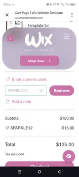 SPARKLE12 coupon verification screenshot