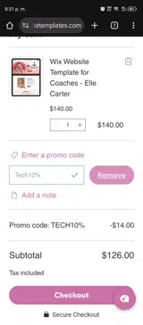 Tech10% coupon verification screenshot