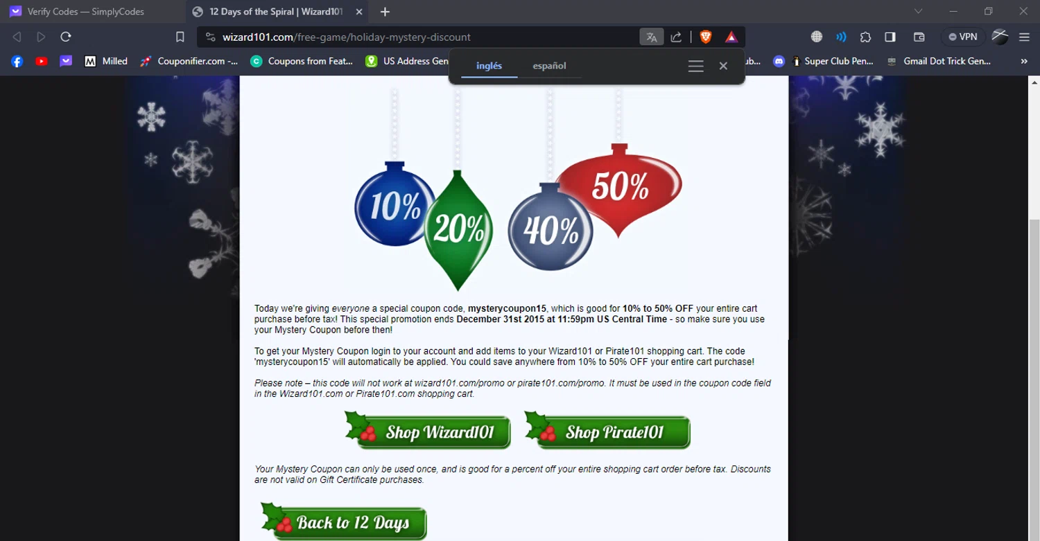where to use Wizard101 promo code box