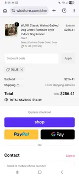 Ollie coupon verification screenshot