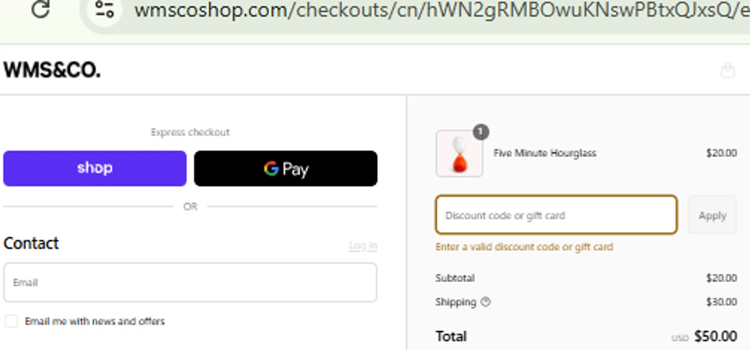 Wms&Co. promo code screenshot showing code planners10 applied at Wms&Co. checkout page. Uploaded by SimplyCodes community member CashMaestro9337 on Sep 7, 2025