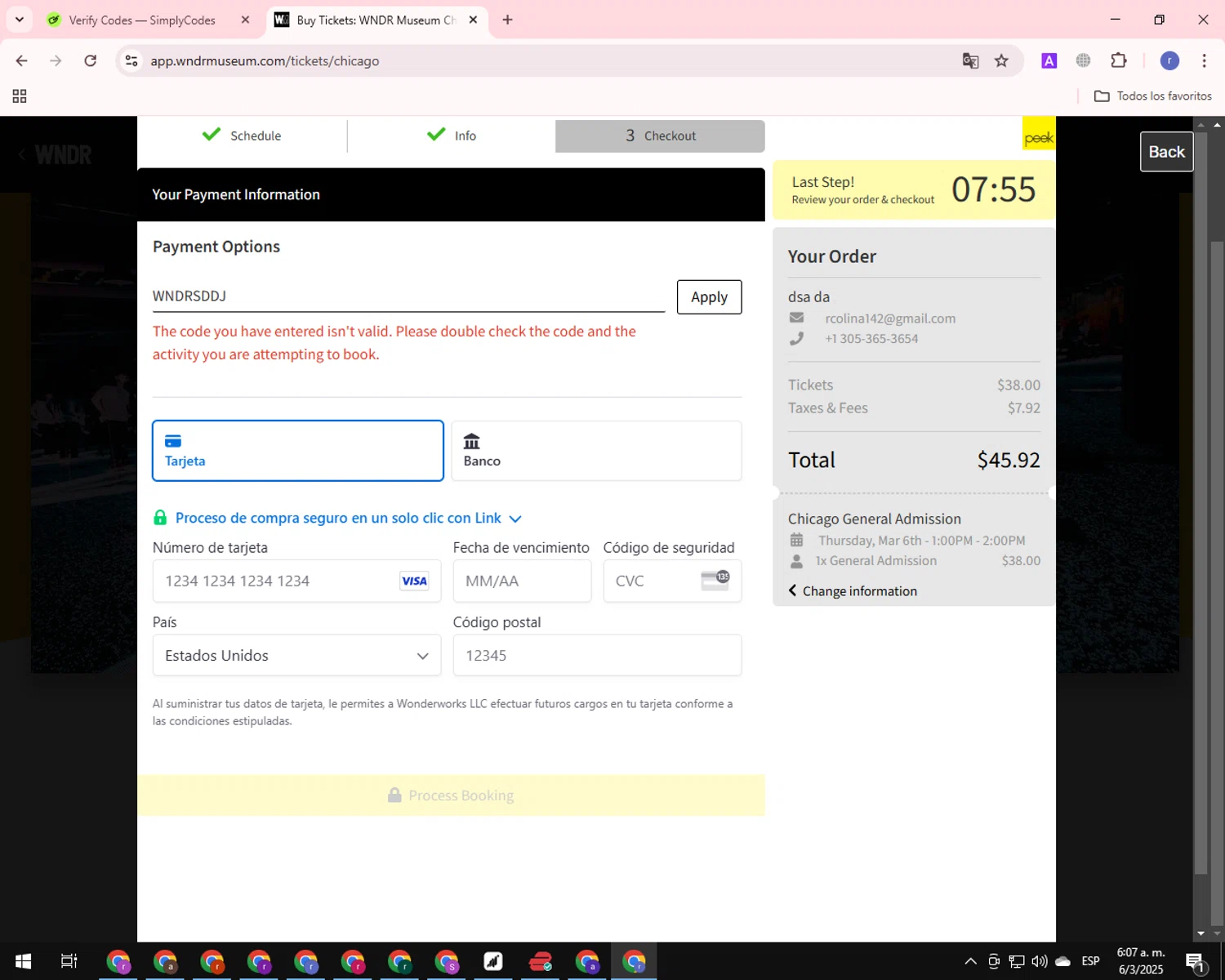 WNDR promo code screenshot showing code WNDRSDDJ applied at WNDR checkout page. Uploaded by SimplyCodes community member QuestLion3125 on Mar 6, 2025