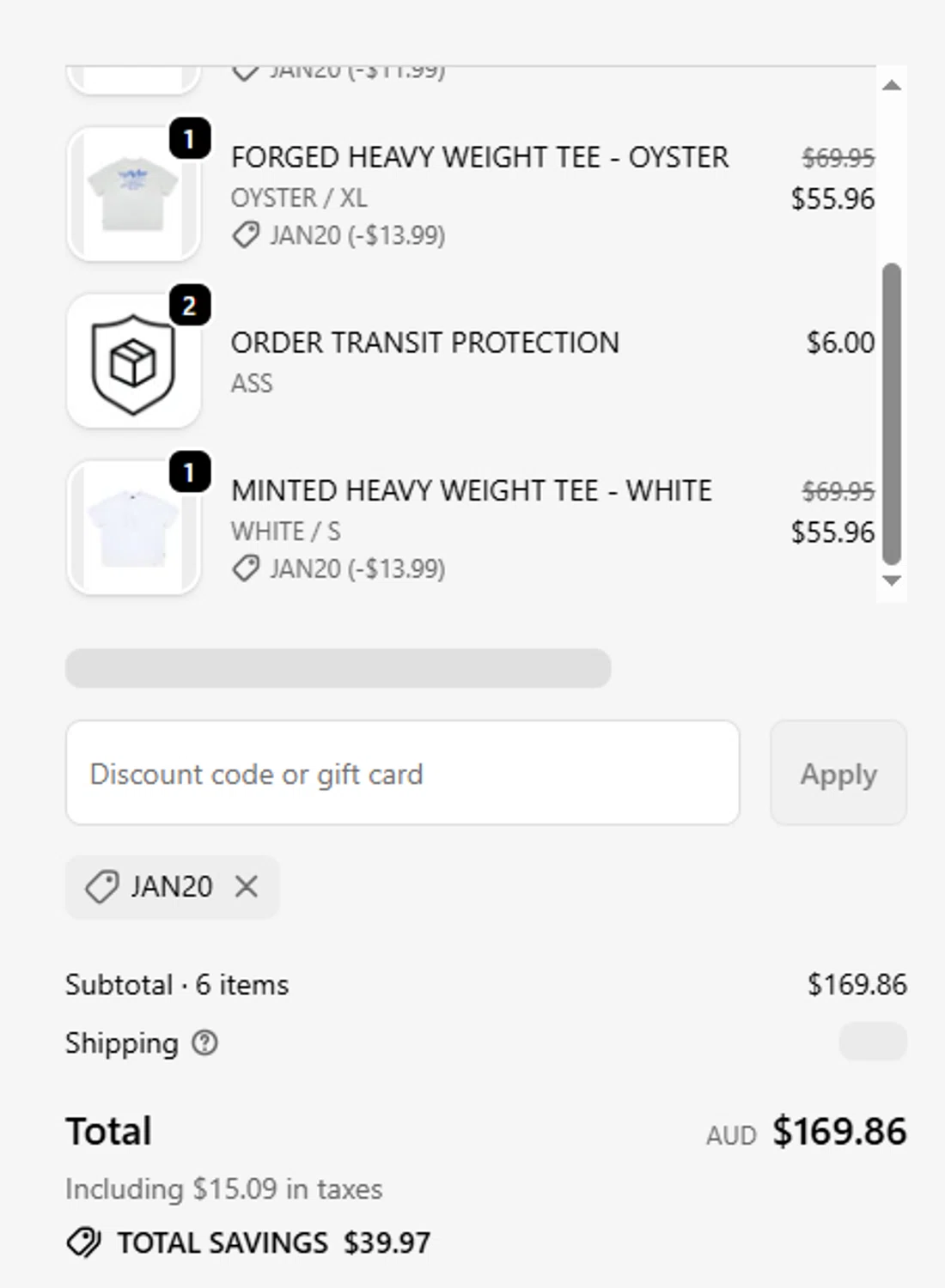 WNDRR checkout page showing WNDRR discount code box | Screenshot taken by SimplyCodes community member on Jan 11, 2026