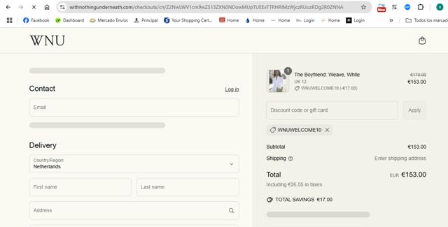 With Nothing Underneath checkout page showing With Nothing Underneath discount code box | Screenshot taken by SimplyCodes community member on Apr 25, 2025