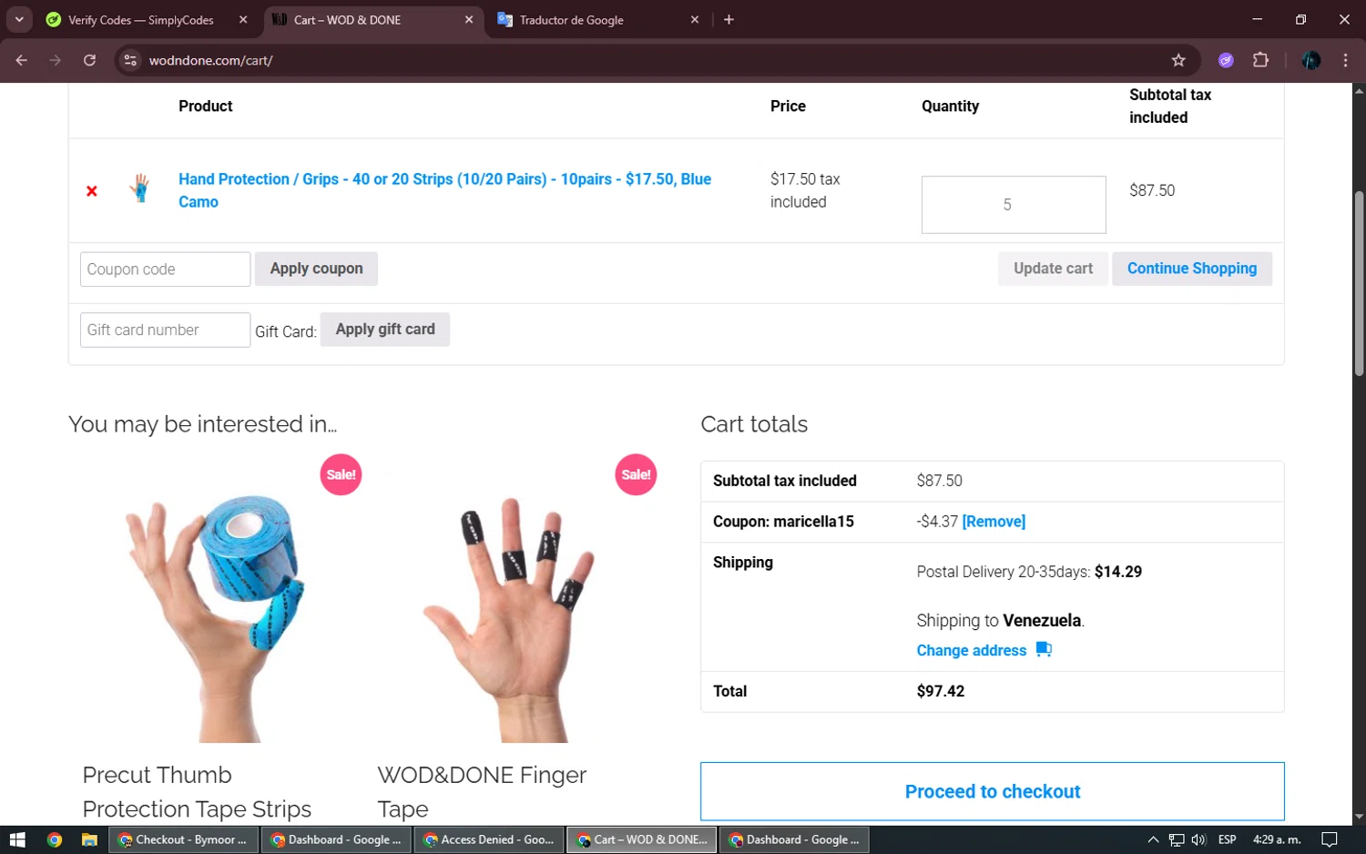 Wod & Done coupon code screenshot showing code MARICELLA15 applied at Wod & Done checkout page. Uploaded by SimplyCodes community member Kurokenshi on Jun 30, 2025