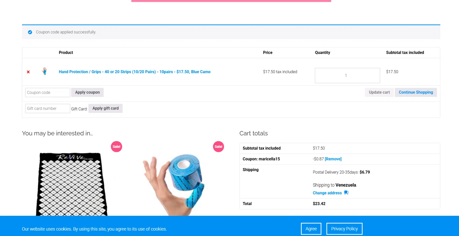 Wod & Done coupon code screenshot showing code MARICELLA15 applied at Wod & Done checkout page. Uploaded by SimplyCodes community member WonderGuardian4443 on Jun 23, 2025