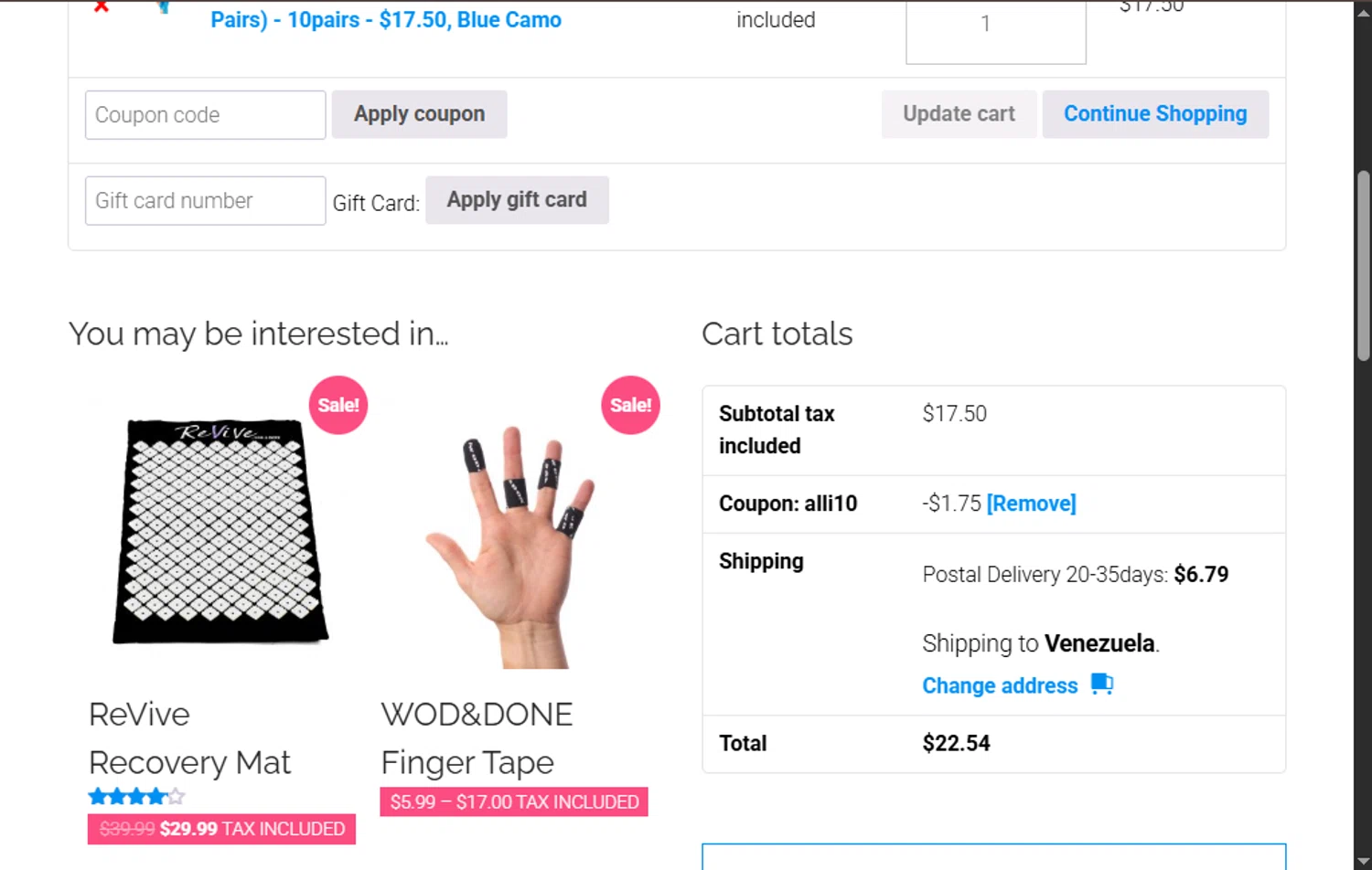 Wod & Done coupon code screenshot showing code Alli10 applied at Wod & Done checkout page. Uploaded by SimplyCodes community member MagnificentFalcon188 on May 26, 2025