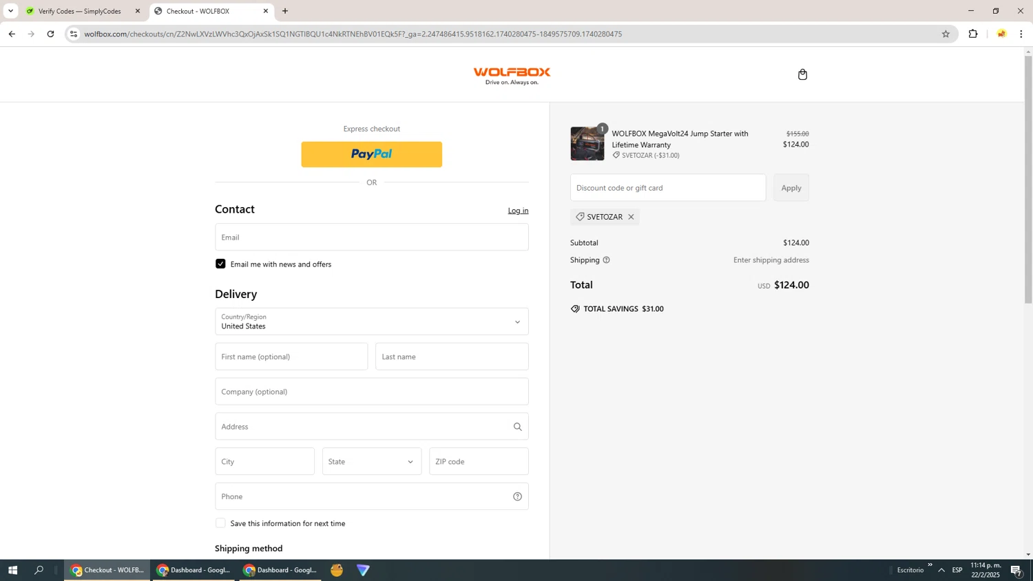 Wolfbox discount code screenshot showing code SVETOZAR applied at Wolfbox checkout page. Uploaded by SimplyCodes community member Richard251 on Feb 23, 2025