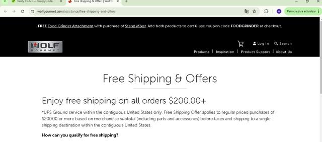 Wolf Gourmet checkout page showing Wolf Gourmet discount code box | Screenshot taken by SimplyCodes community member on Jul 1, 2024