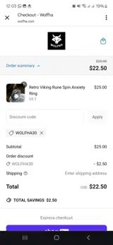Wolfha30 coupon verification screenshot