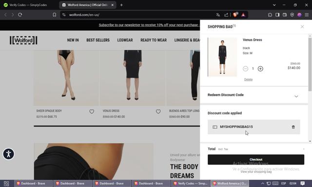 Wolford checkout page showing Wolford discount code box | Screenshot taken by SimplyCodes community member on Feb 20, 2025
