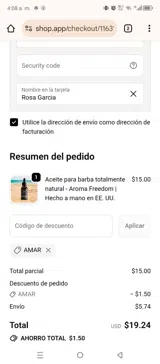 LOVE coupon verification screenshot