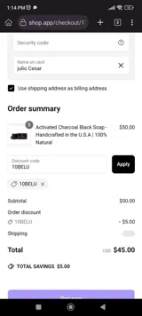10BELU coupon verification screenshot