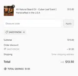 SAVE10NOW coupon verification screenshot