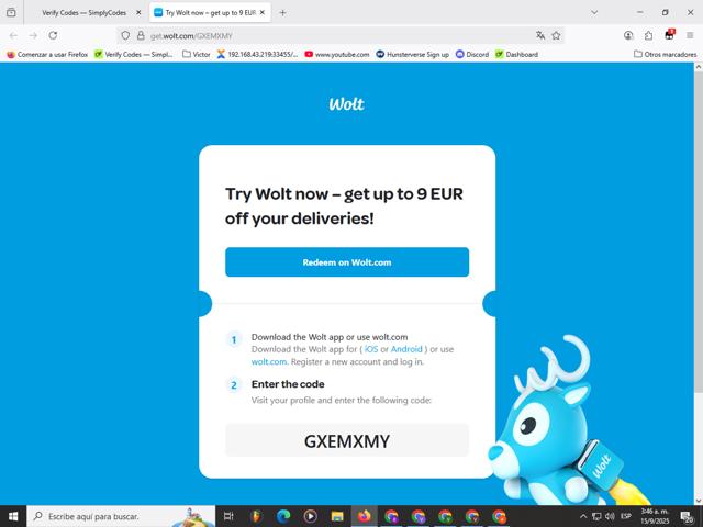 Wolt checkout page showing Wolt promo code box | Screenshot taken by SimplyCodes community member on Sep 15, 2025