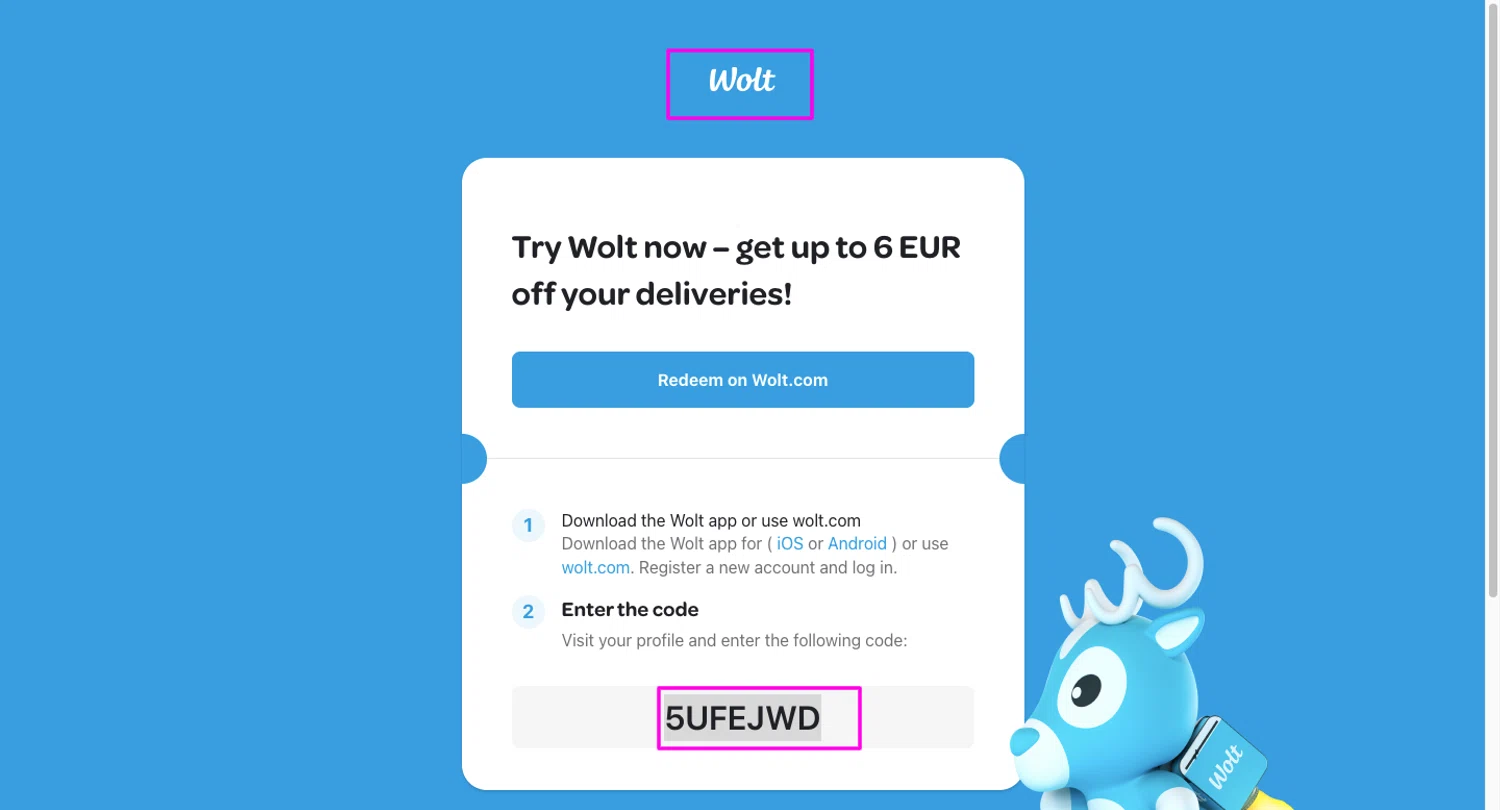 Wolt promo code screenshot showing code 5UFEJWD applied at Wolt checkout page. Uploaded by SimplyCodes community member chandlerbing on Jun 6, 2026