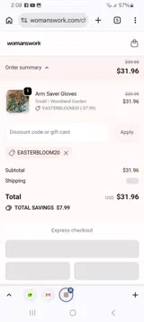 Womanswork coupon verification screenshot