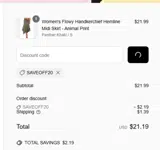 SAVEOFF20 coupon verification screenshot